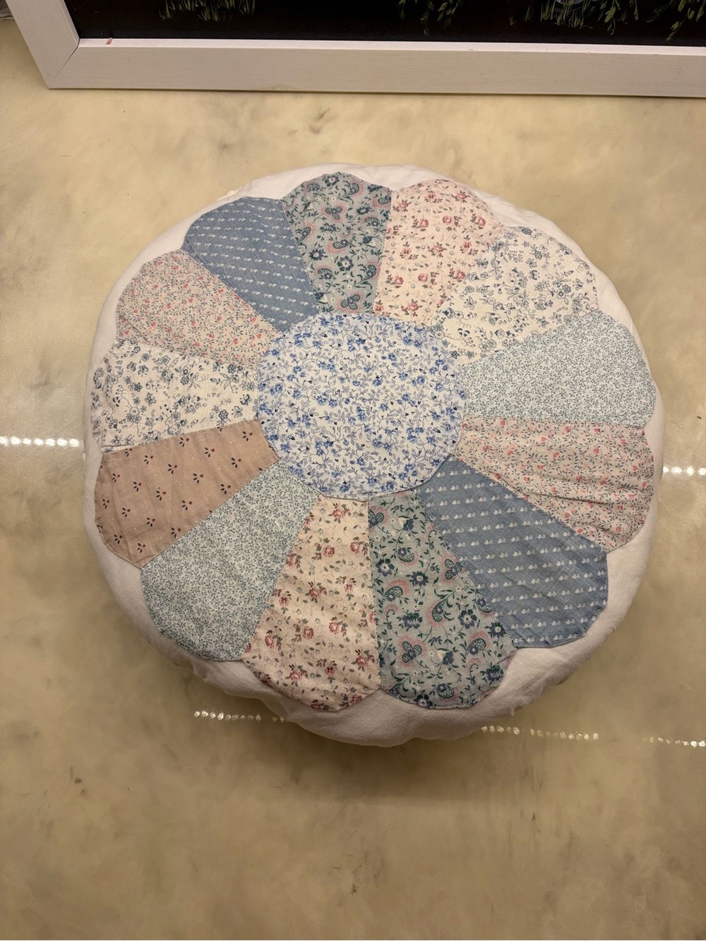 Handmade Granny Style Patchwork Circular Pillow